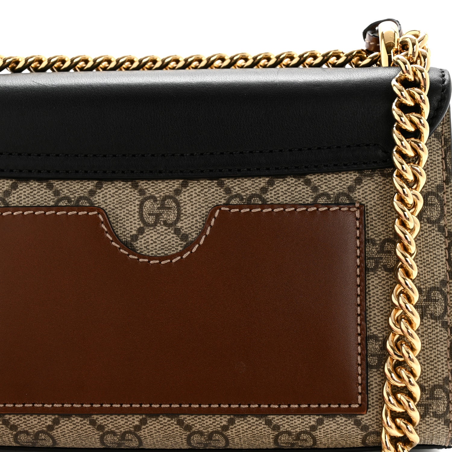 Gucci GG Supreme Monogram Calfskin Small Padlock Shoulder Bag Beige Black Cuir 15 of 15