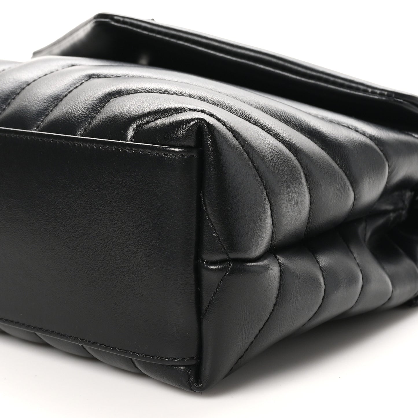 Calfskin Y Quilted Monogram Monochrome Small Loulou Chain Satchel Black