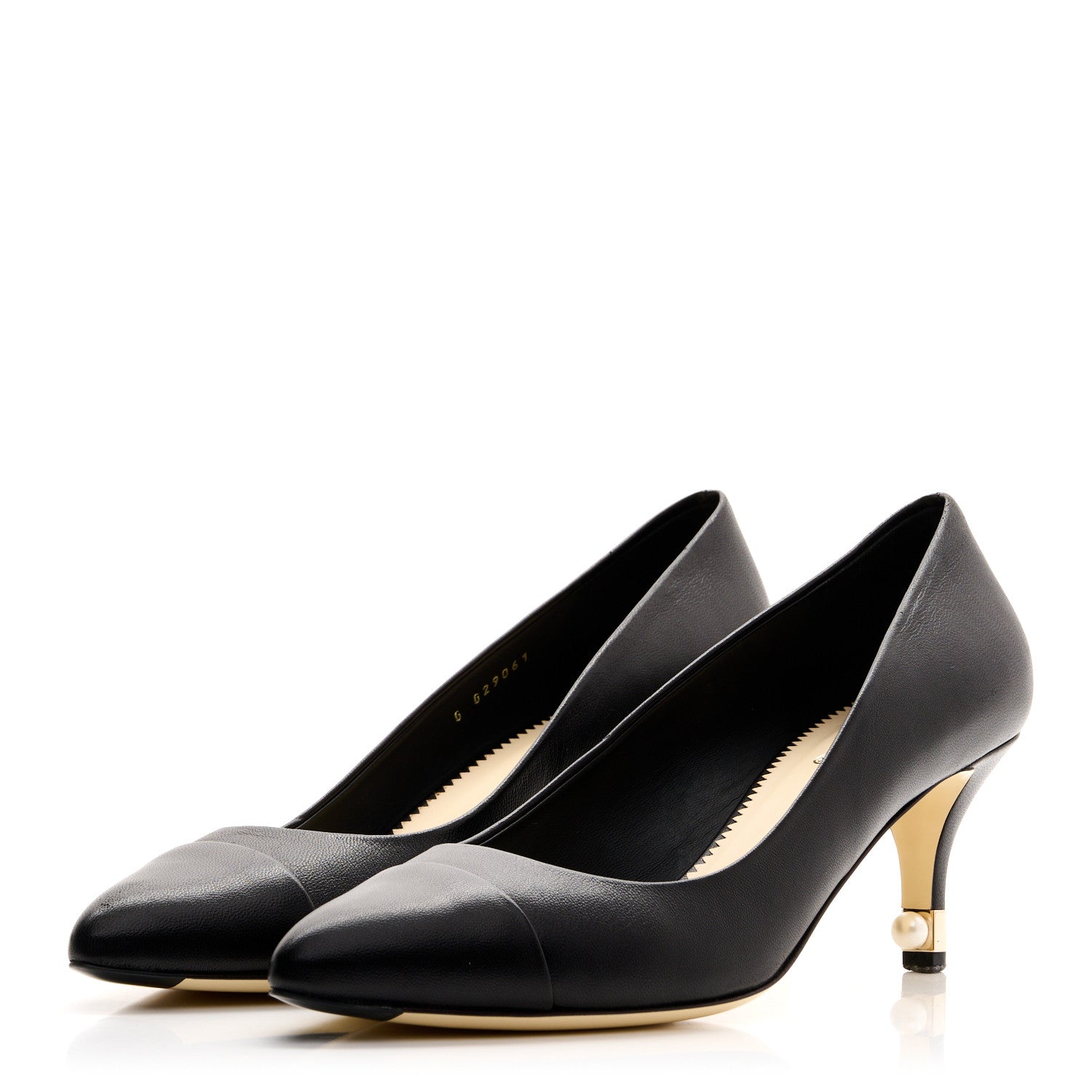 Chanel Lambskin Cap Toe Pearl Pumps 40 Black 3 of 8