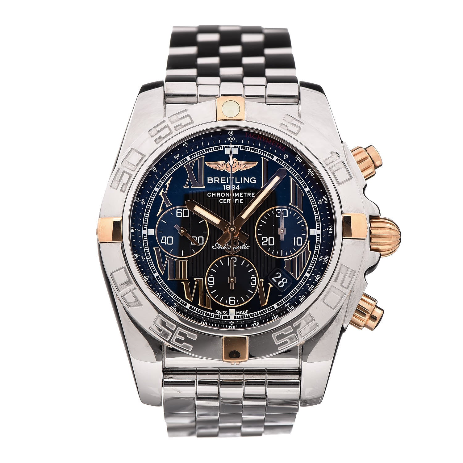 Breitling Stainless Steel 18K Rose Gold 44mm Chronomat Automatic Watch Blue IB0110 1 of 7