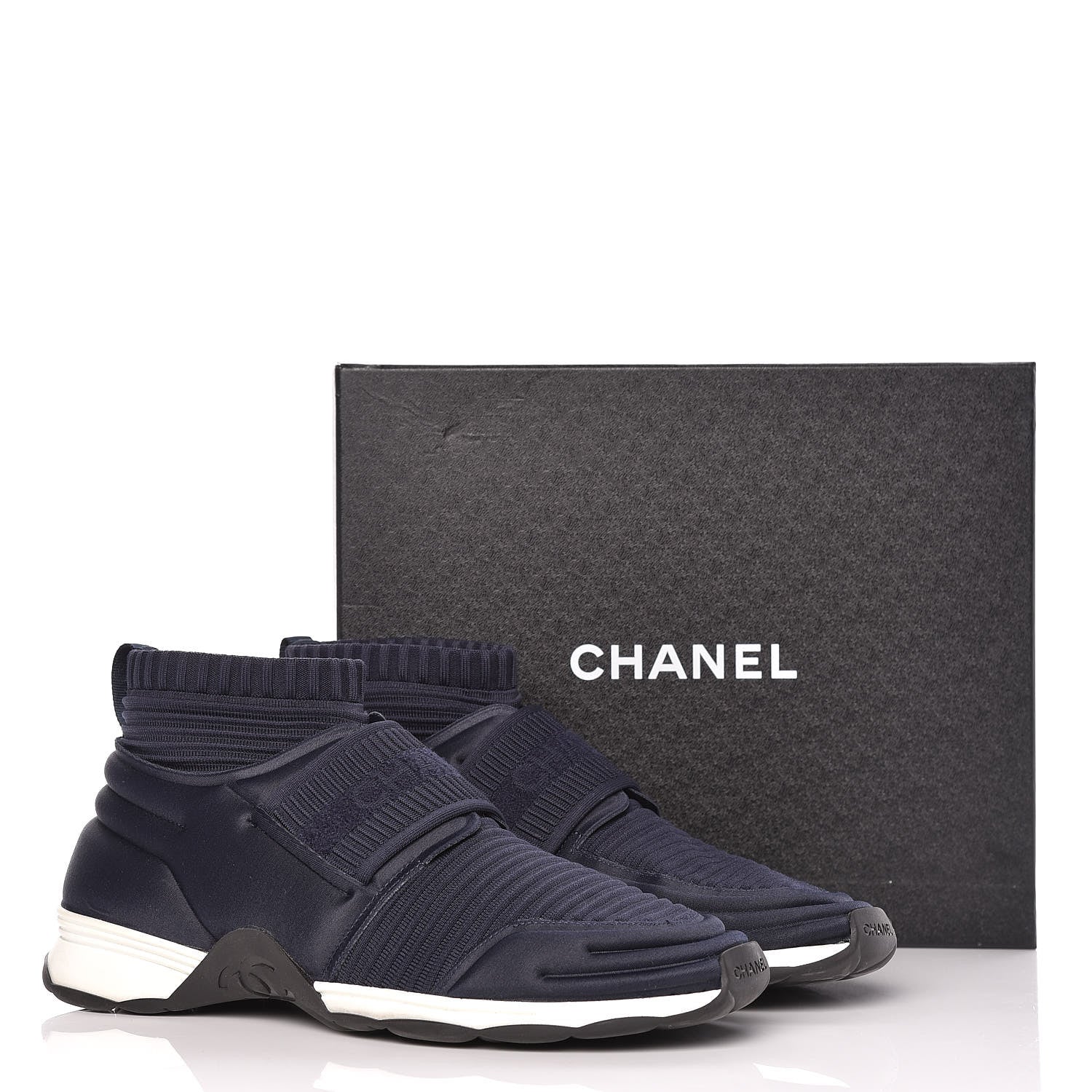 Chanel Stretch Fabric CC Sneakers 42 Blue 16 of 16