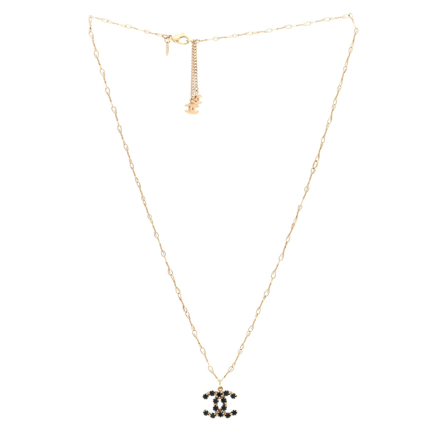 Glitter Resin Crystal CC Necklace Gold Blue