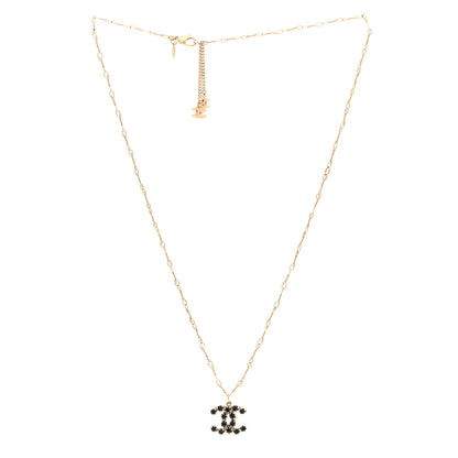Chanel Glitter Resin Crystal CC Necklace Gold Blue 3 of 7
