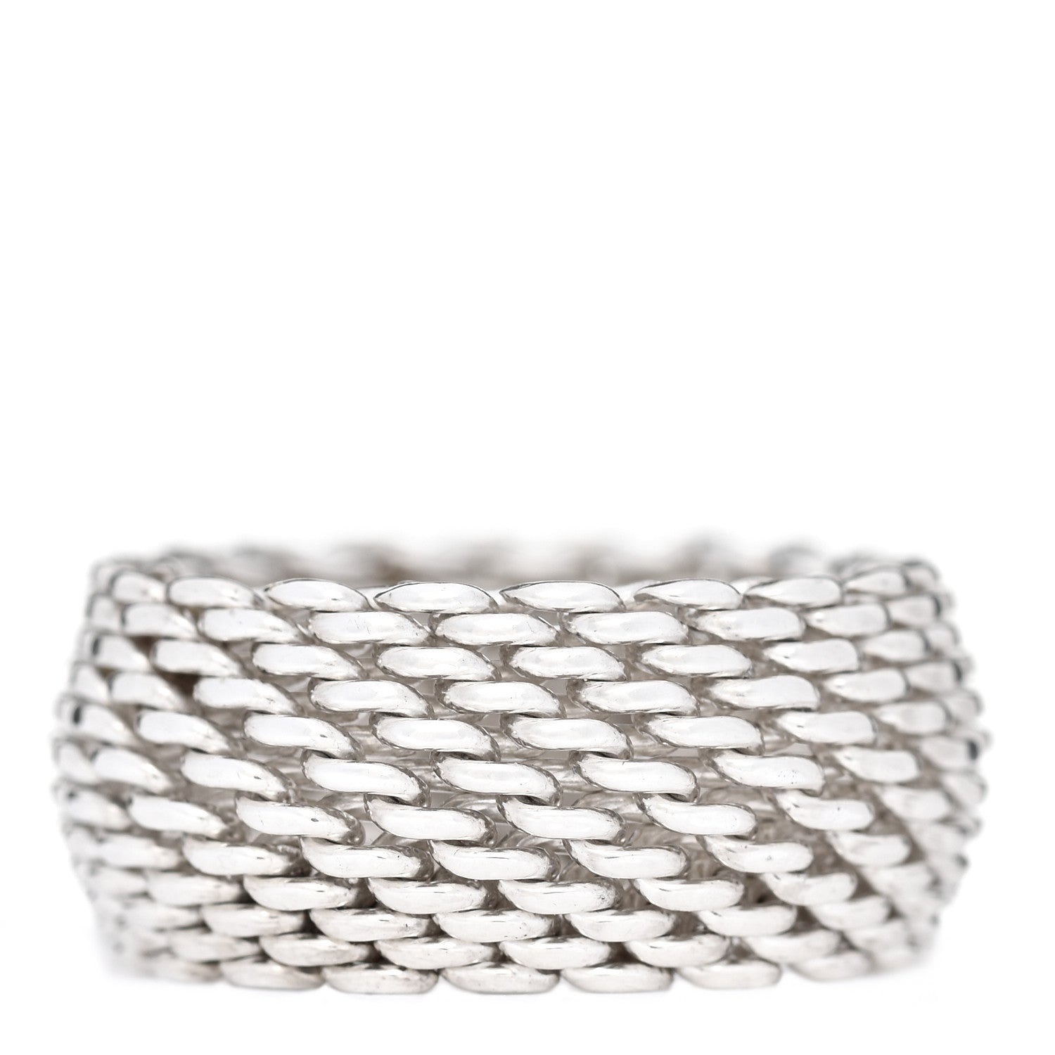 Tiffany Sterling Silver Somerset Mesh Ring 54 6.75 1 of 4