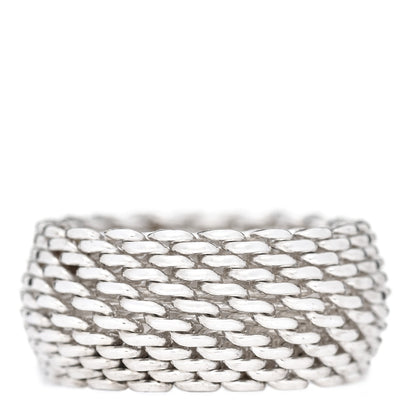 Tiffany Sterling Silver Somerset Mesh Ring 54 6.75 1 of 4