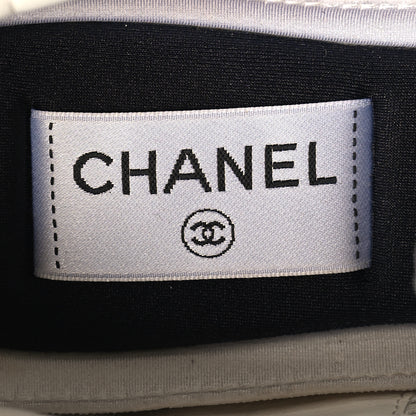 Chanel Calfskin CC Sneakers 38.5 Navy Blue White Light Burgundy 8 of 9