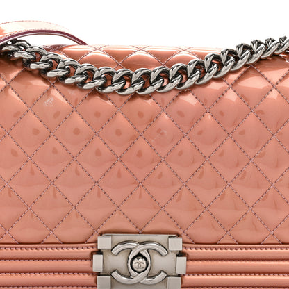 Chanel Metallic Patent Calfskin Quilted Medium Boy Flap Light Pink 8 of 15