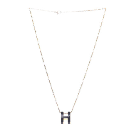 Hermes Lacquered Gold Pop H Pendant Necklace Black 3 of 7