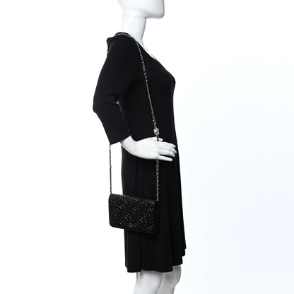 Chanel Caviar Camellia Embossed Wallet On Chain WOC Black 2 of 12