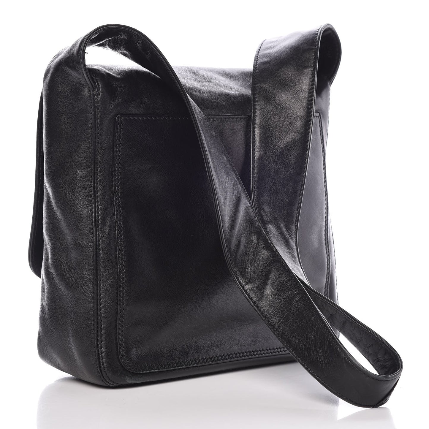 Calfskin CC Flap Shoulder Bag Black