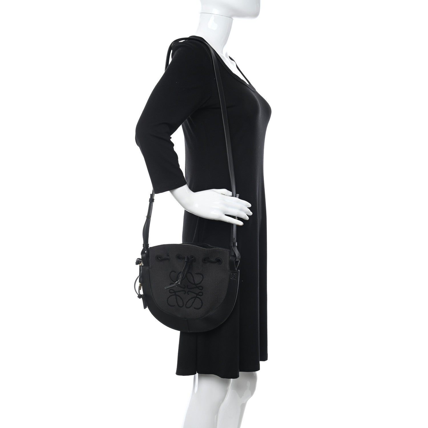 Loewe Canvas Nappa Anagram Small Horseshoe Bag Anthracite Black 2 of 10