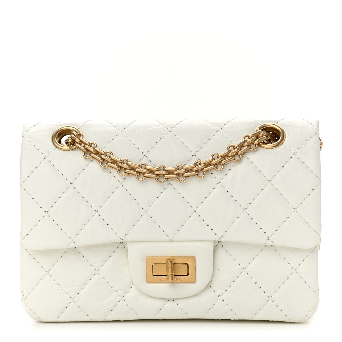 Aged Calfskin Quilted 2.55 Reissue Mini Flap White