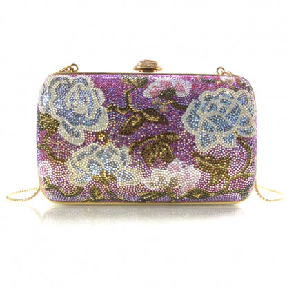 Judith Leiber Swarovski Crystal Floral Minaudiere Clutch 1 of 7