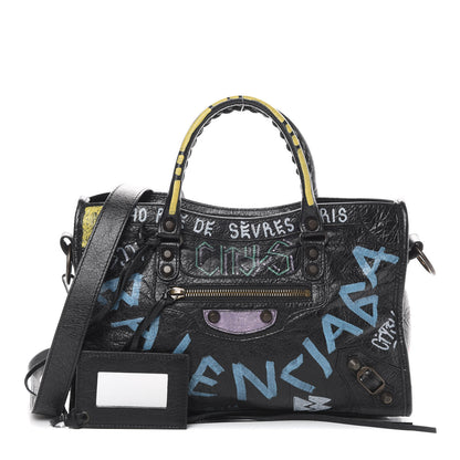Balenciaga Agneau Graffiti All Over Classic Hardware S City Black Multicolor 1 of 10