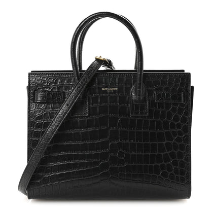 Saint Laurent Calfskin Crocodile Embossed Baby Sac De Jour Black 1 of 9