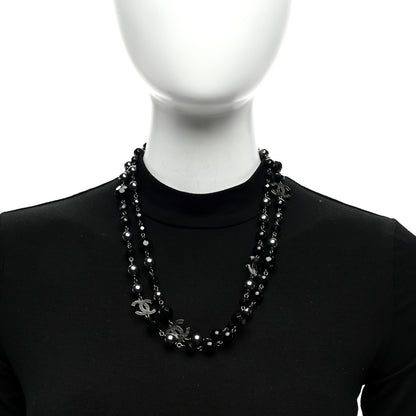 Chanel Ruthenium Pearl Beaded CC Long Necklace Black 2 of 5