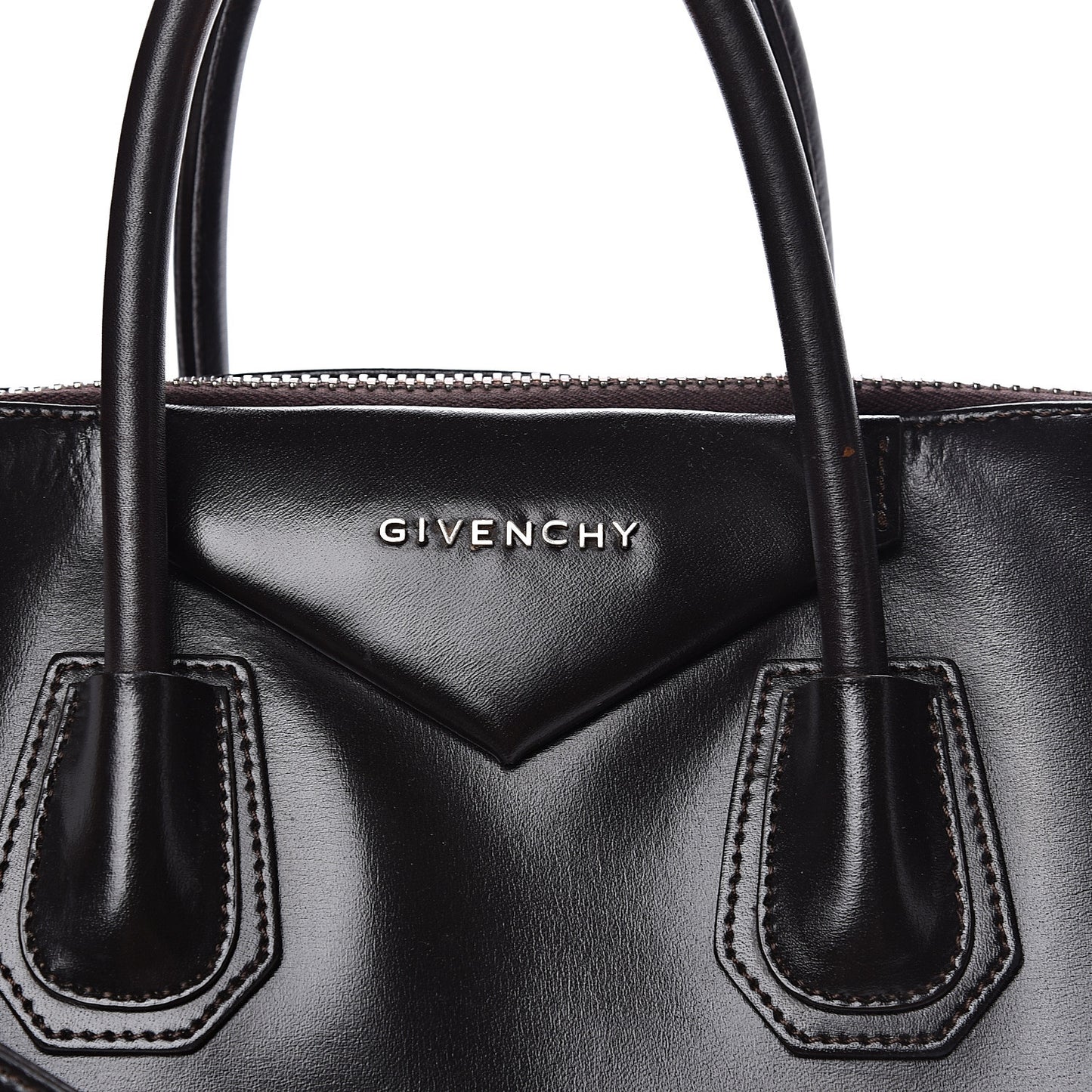 Shiny Lord Calfskin Medium Antigona Dark Brown
