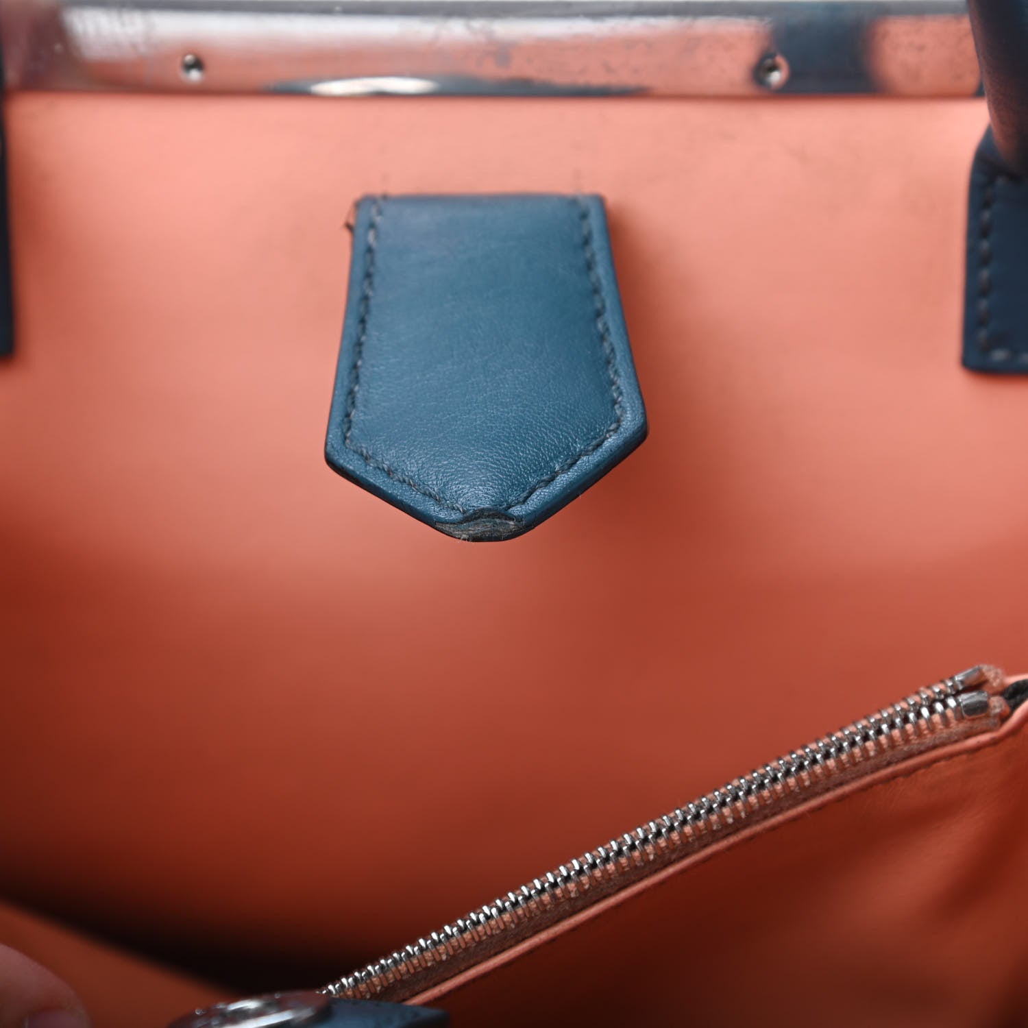 Fendi Vitello Dolce Century Petite 2Jours Tote Pavone Albicocca 6 of 6