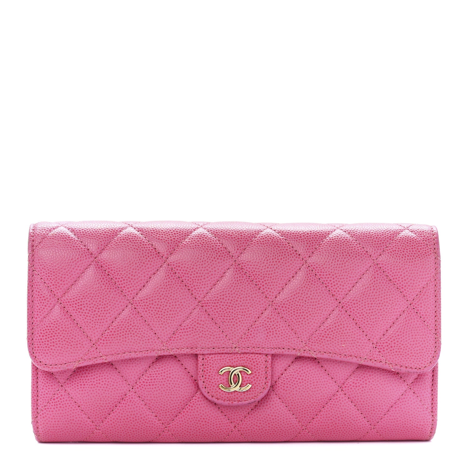 Chanel Caviar Quilted Large Gusset Flap Wallet Pink 1 of 13