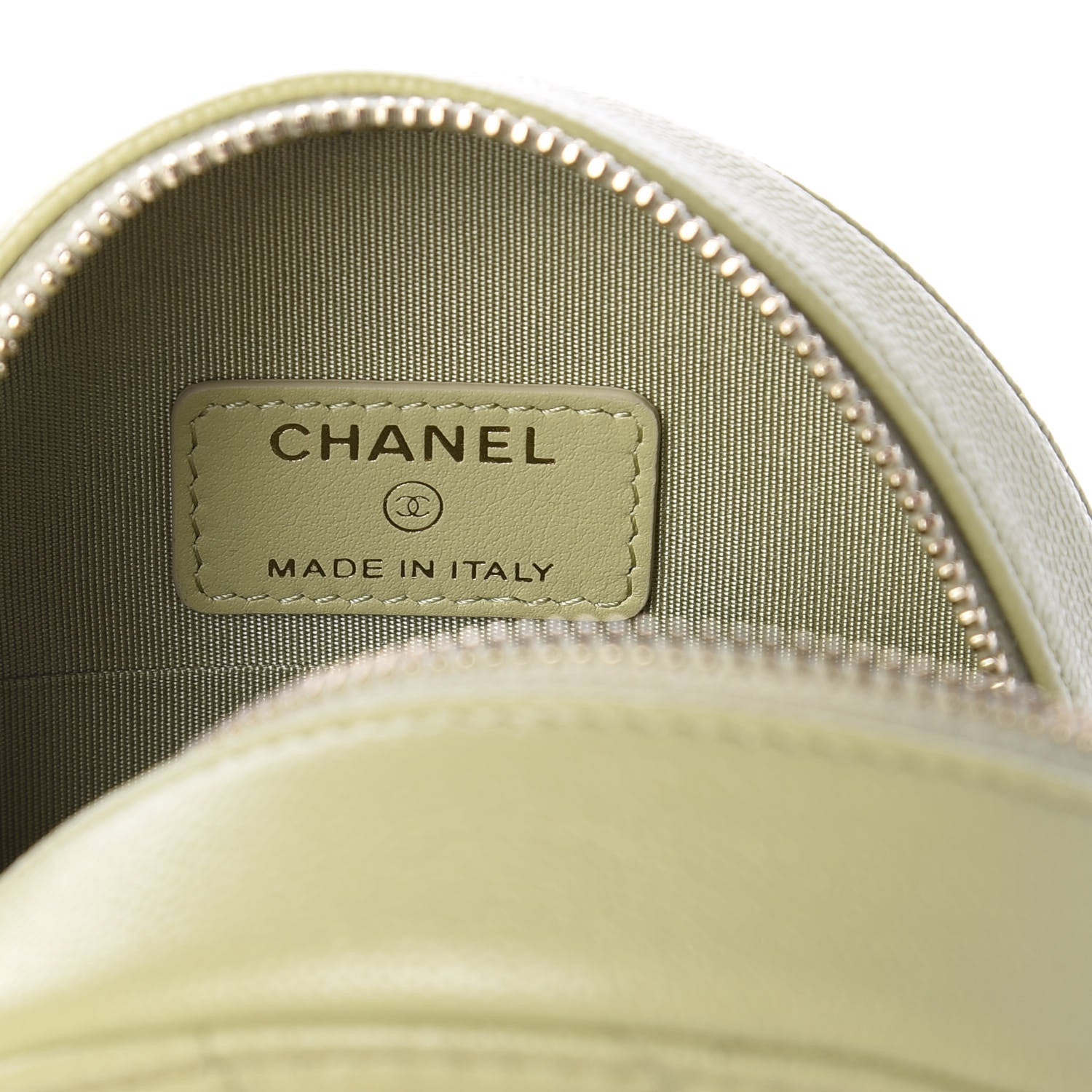 Chanel Caviar Quilted French New Wave Round Clutch With Chain Light Green 5 of 10