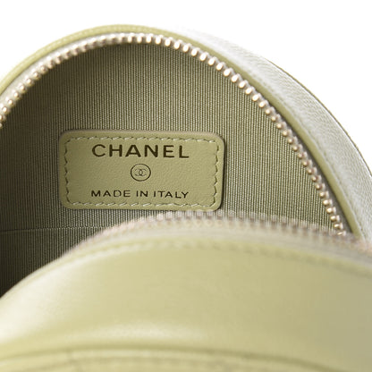 Chanel Caviar Quilted French New Wave Round Clutch With Chain Light Green 5 of 10