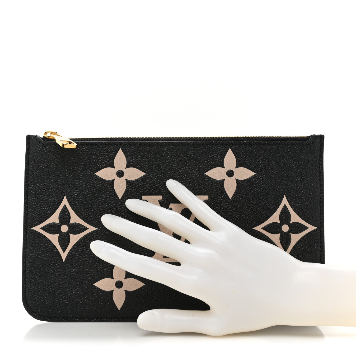 Louis Vuitton Empreinte Monogram Giant Neverfull MM Pochette Black Beige 2 of 8