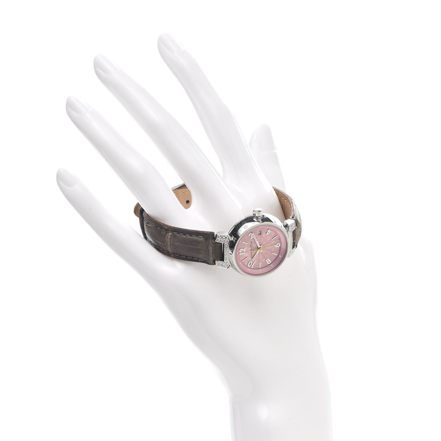 Stainless Steel Alligator Diamond 28mm Tambour Quartz Watch
