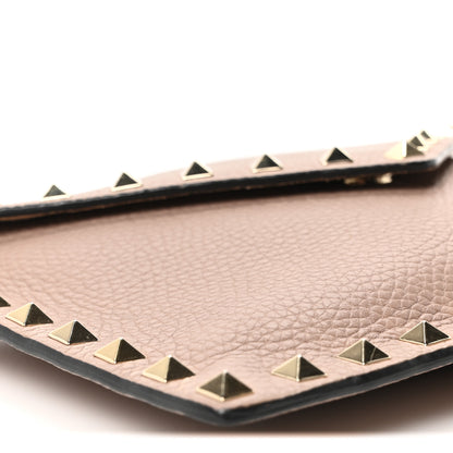Valentino Garavani Pebbled Calfskin Medium Rockstud Envelope Flat Wristlet Pouch  Poudre 8 of 9