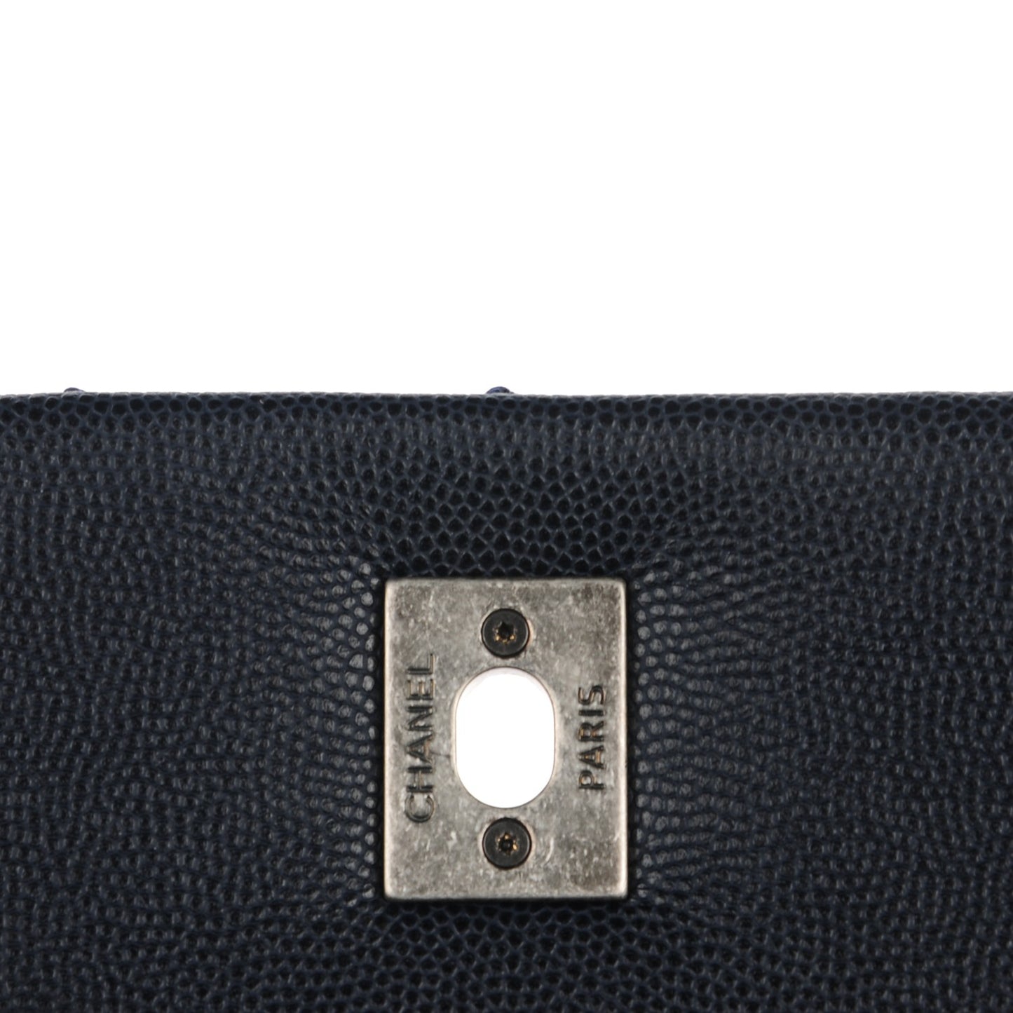 Caviar Lizard Quilted Small Coco Handle Flap Navy