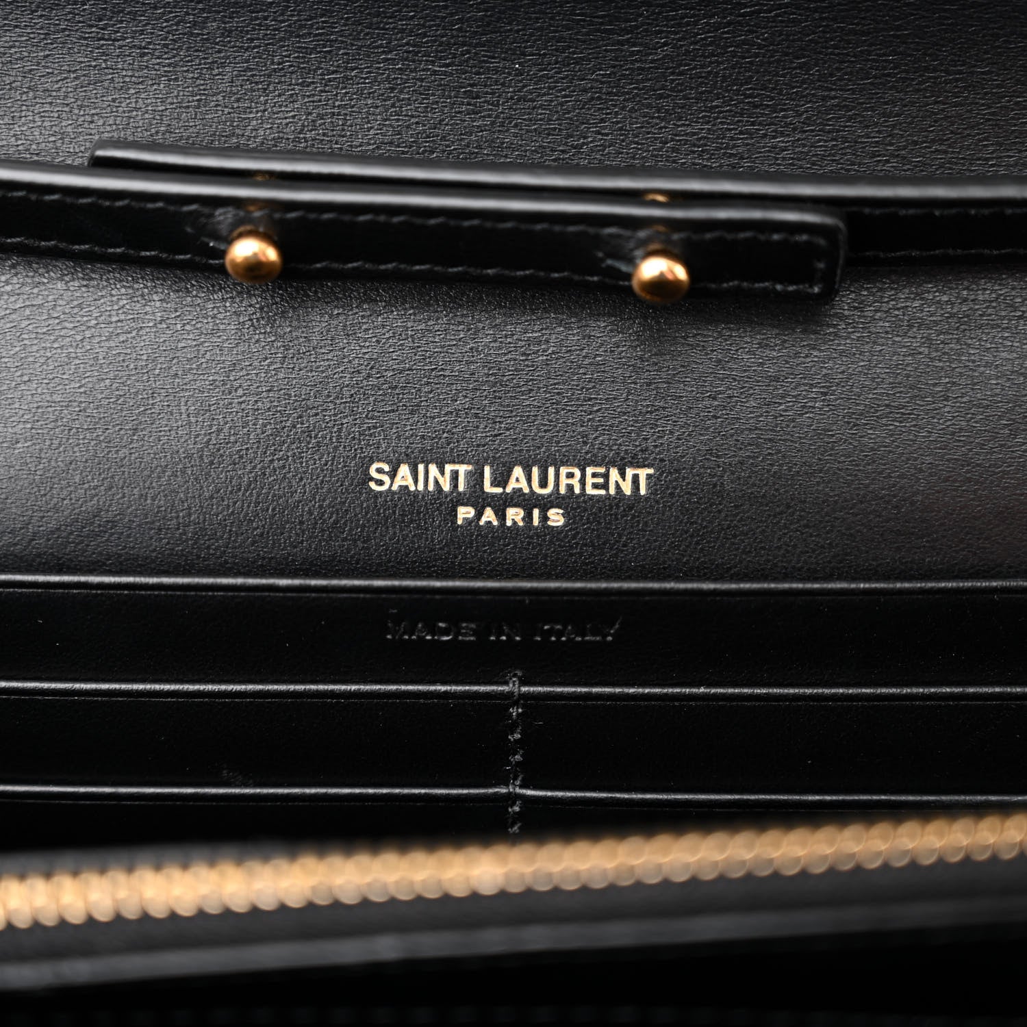 Saint Laurent Calfskin Crocodile Embossed Cassandre Wallet On Chain WOC Black 6 of 11