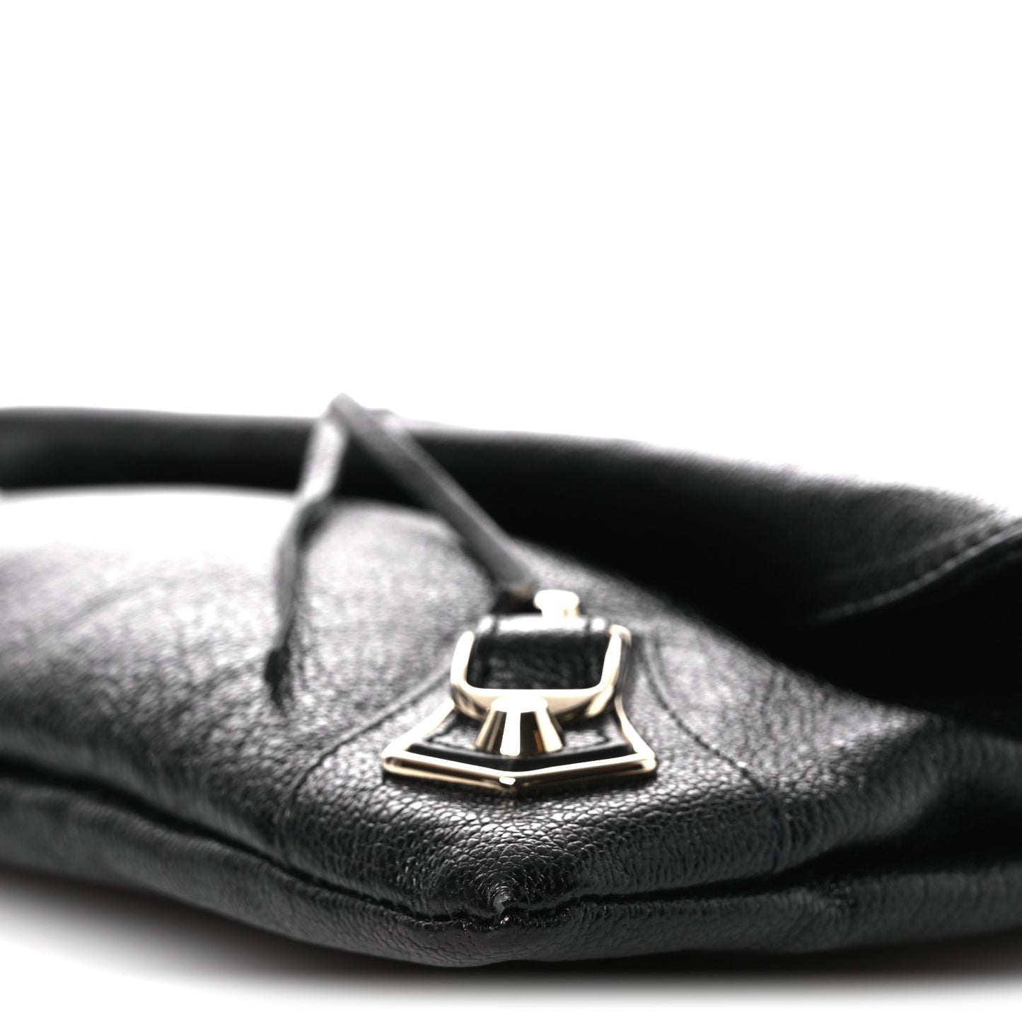 Chevre Gold Metallic Edge Hardware Envelope Clutch Black