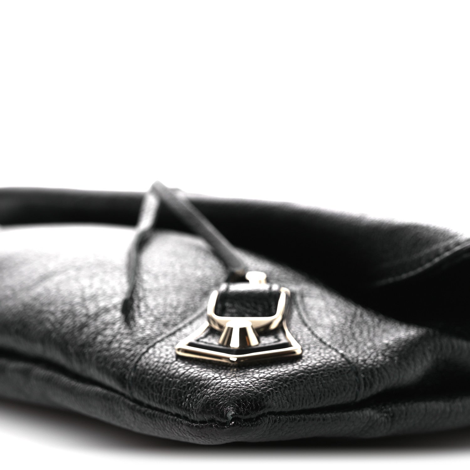 Balenciaga Chevre Gold Metallic Edge Hardware Envelope Clutch Black 11 of 12