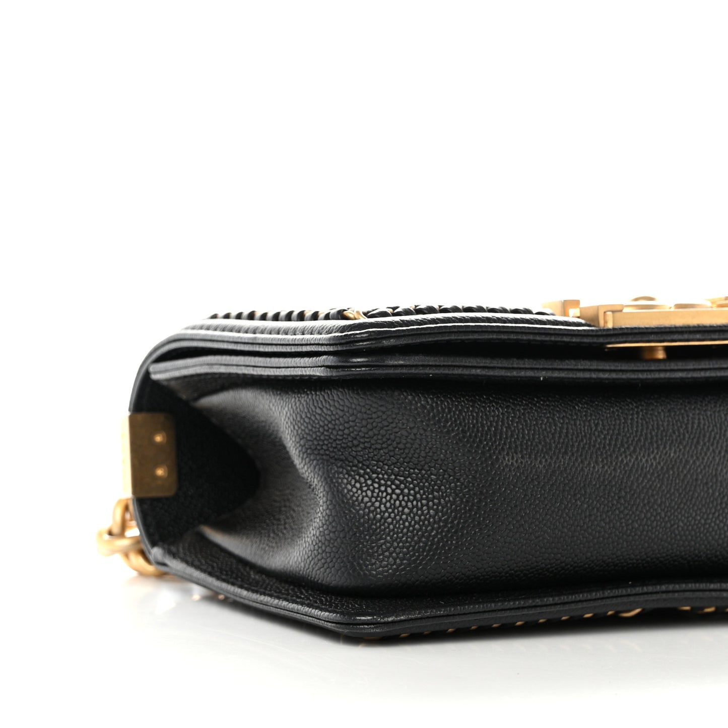 Caviar Quilted Small Chain Around Boy Flap Black