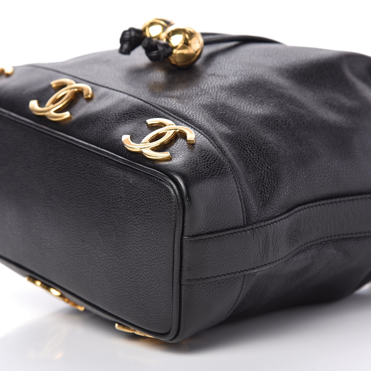 Chanel Caviar CC Drawstring Shoulder Bag Black 7 of 8