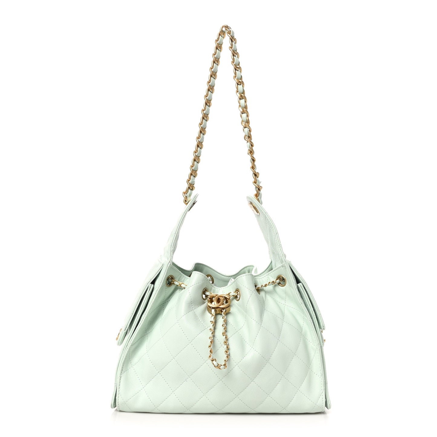 Caviar Quilted Small Chanel 25 Handbag Light Green