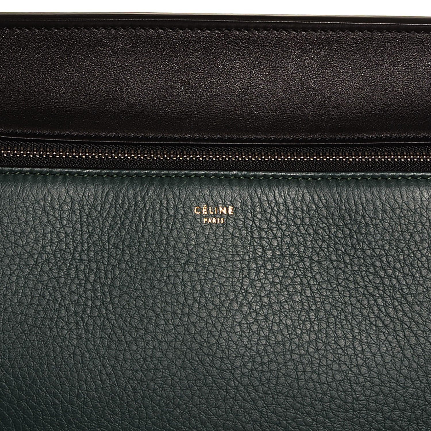Celine Supple Calfskin Medium Bi-Color Edge Shoulder Bag Emerald 9 of 9