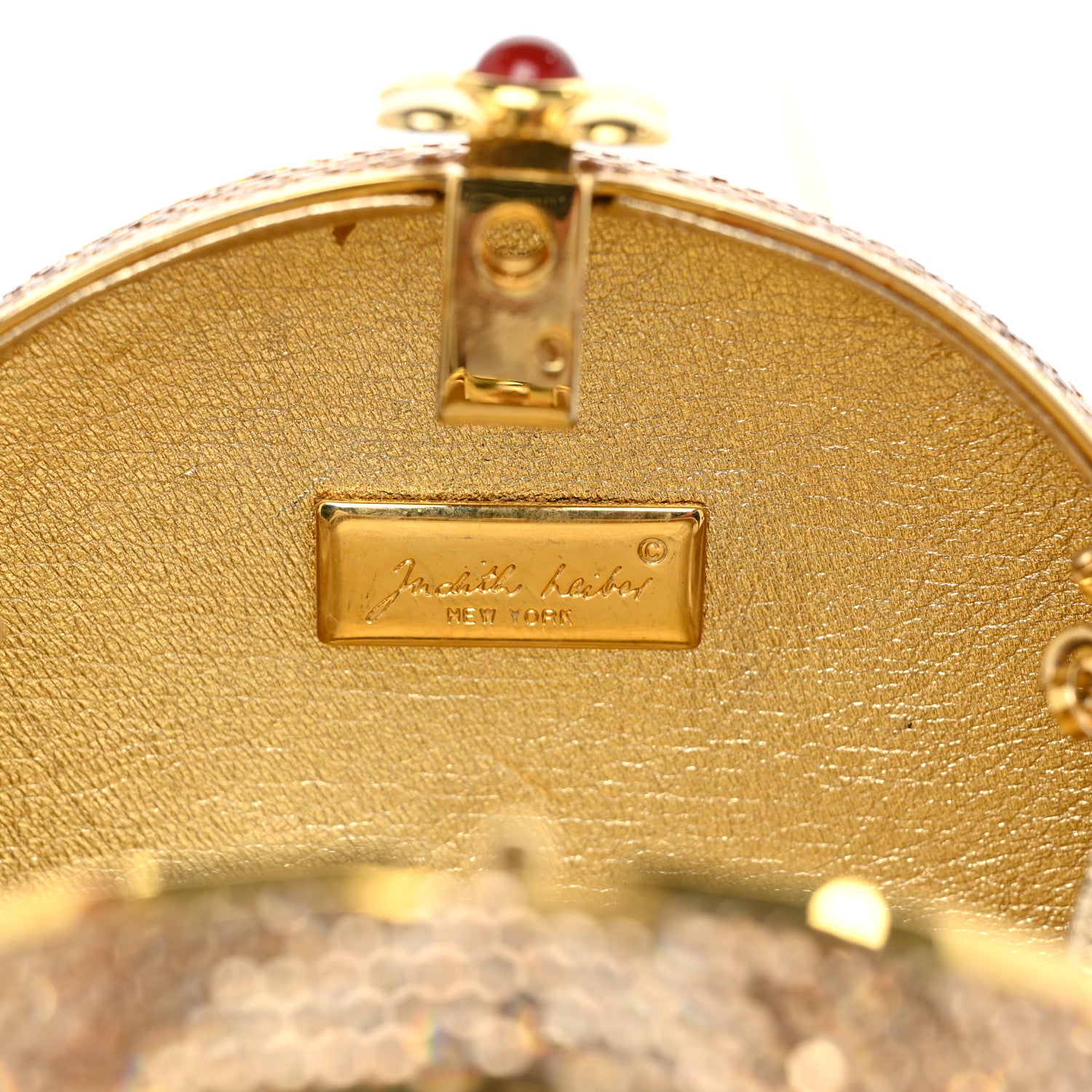 Judith Leiber Swarovski Crystal Minaudiere Clutch Gold 6 of 11
