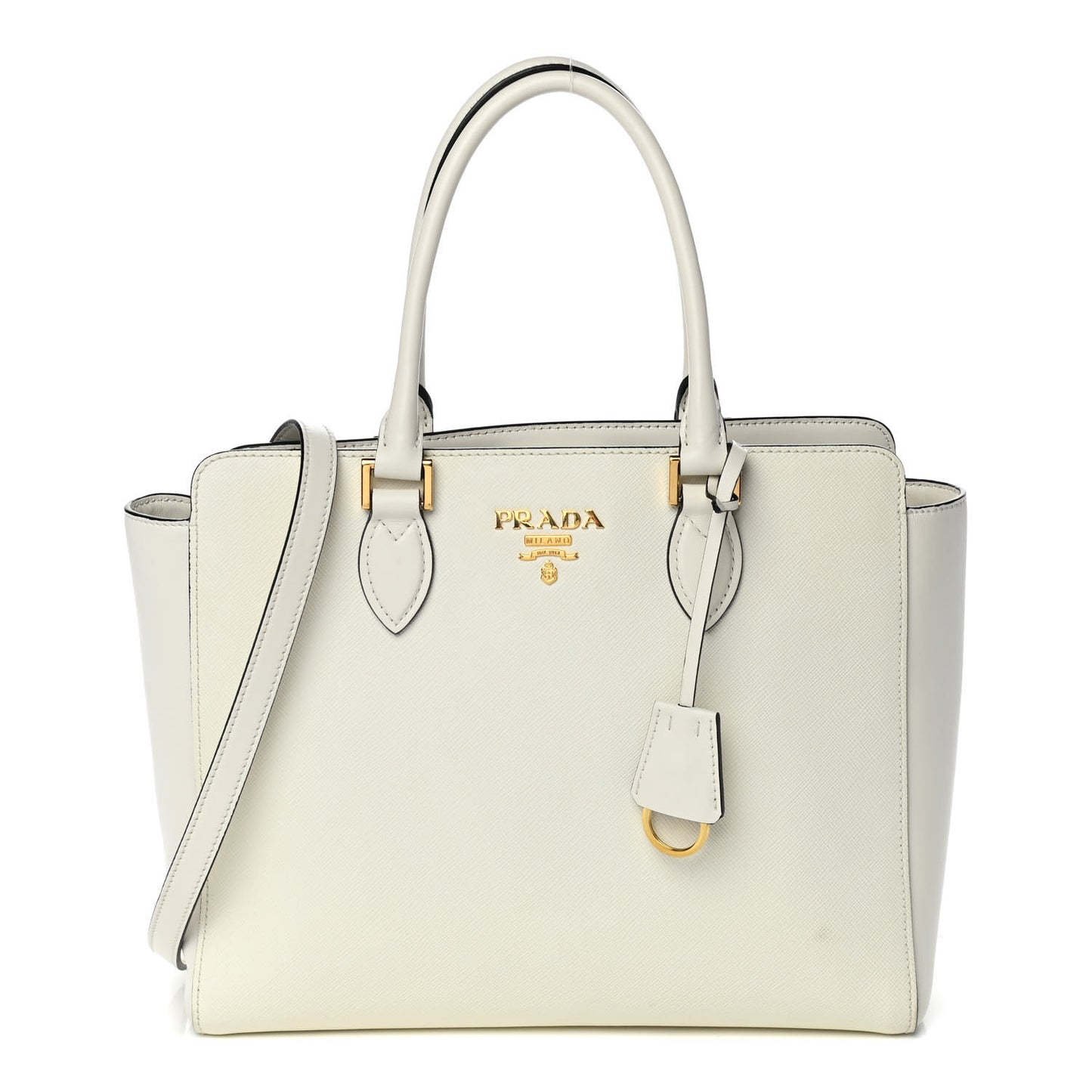 Saffiano Soft Calfskin Zippered Tote White