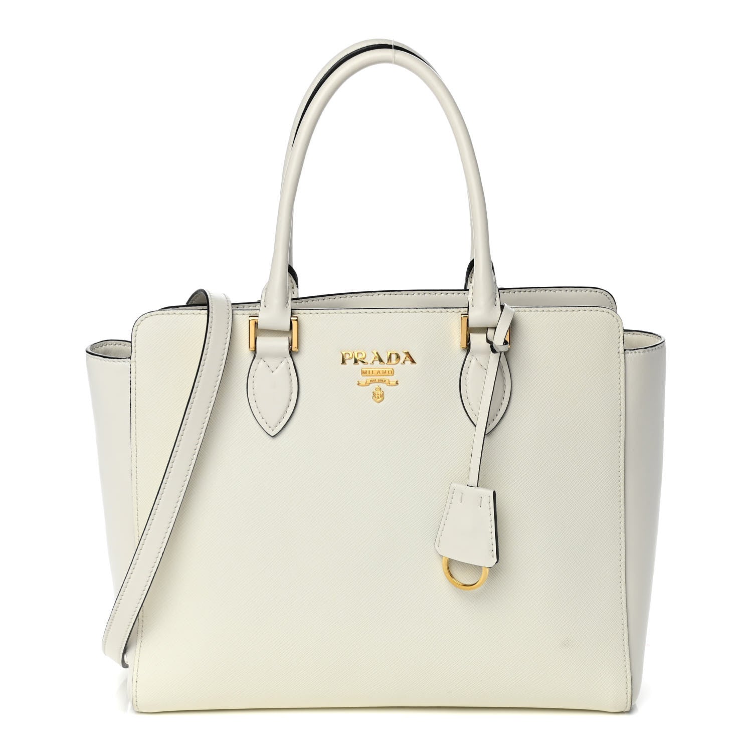Prada Saffiano Soft Calfskin Zippered Tote White 1 of 12