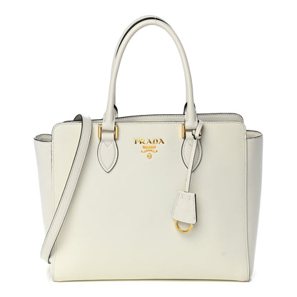 Prada Saffiano Soft Calfskin Zippered Tote White 1 of 12