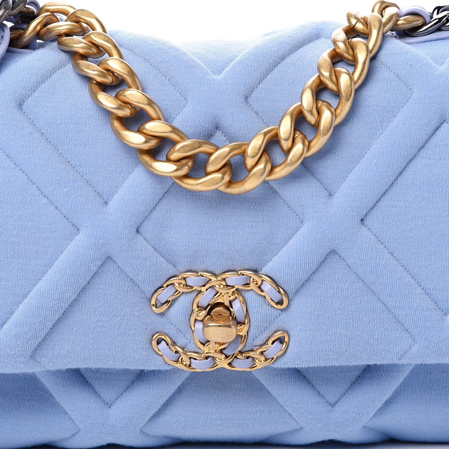 Chanel Jersey Lambskin Quilted Medium 19 Flap Light Blue 7 of 9