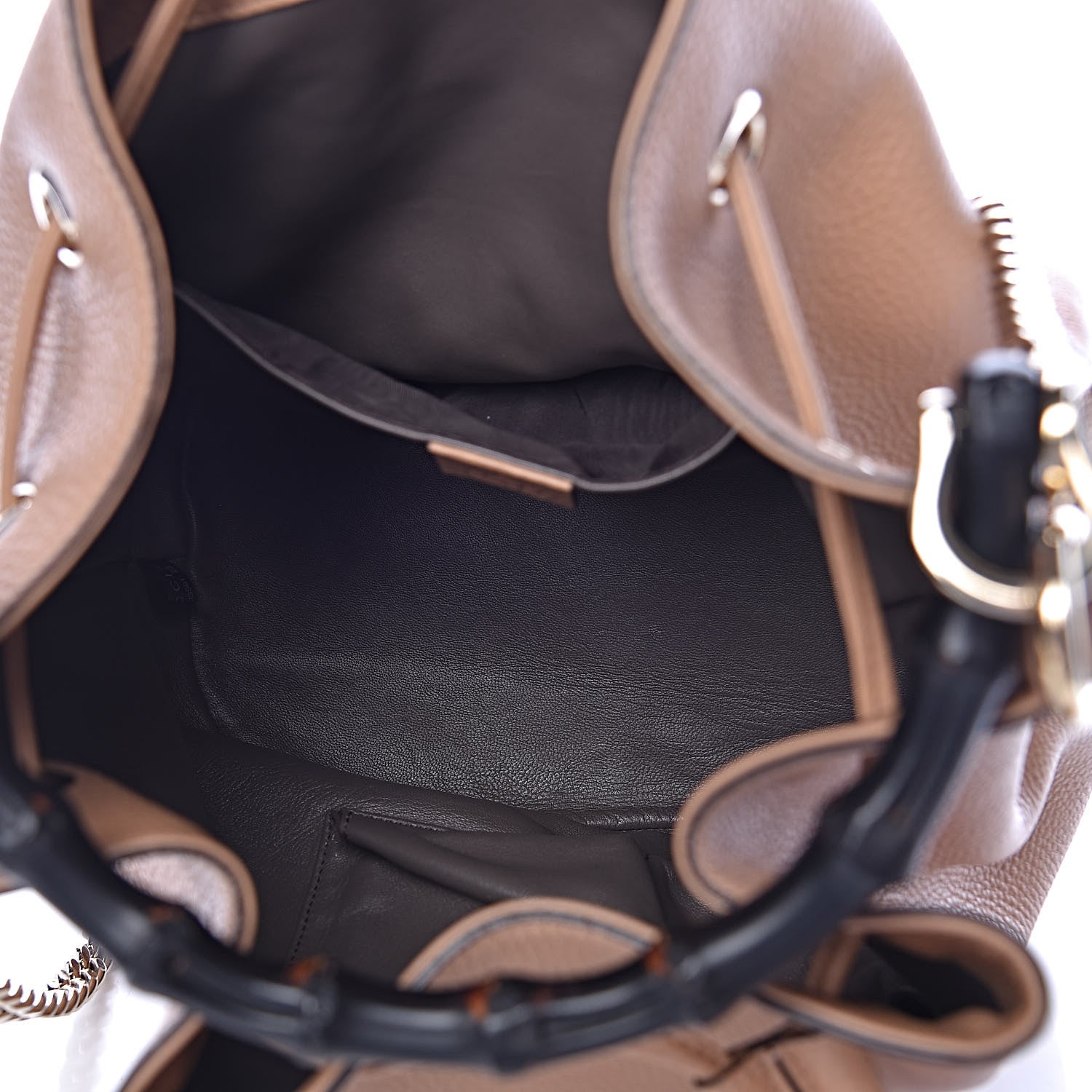 Gucci Pebbled Calfskin Miss Bamboo Bucket Bag Camelia 5 of 12