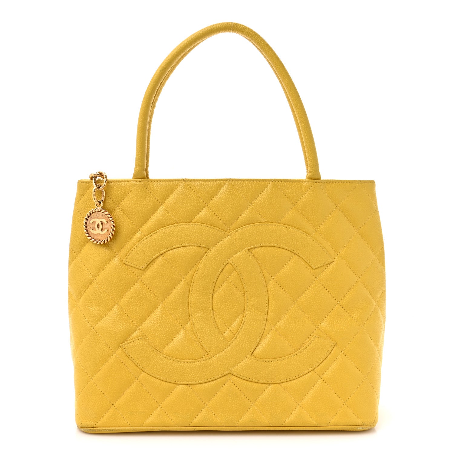 Chanel Caviar Quilted Medallion Tote Yellow 1 of 13