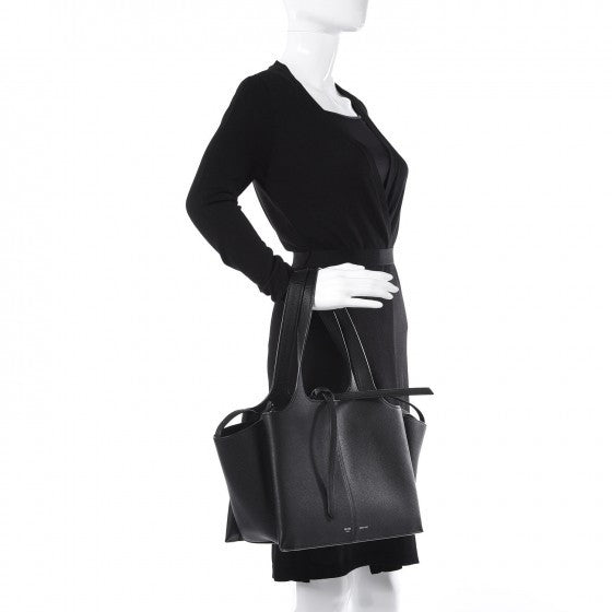 Baby Grained Calfskin Small Tri-Fold Bag Black