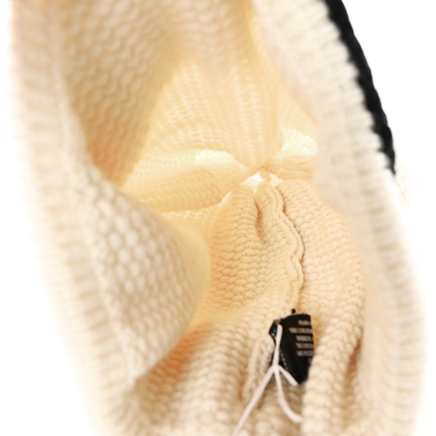 Wool Cashmere CC Beanie Hat Ivory Black