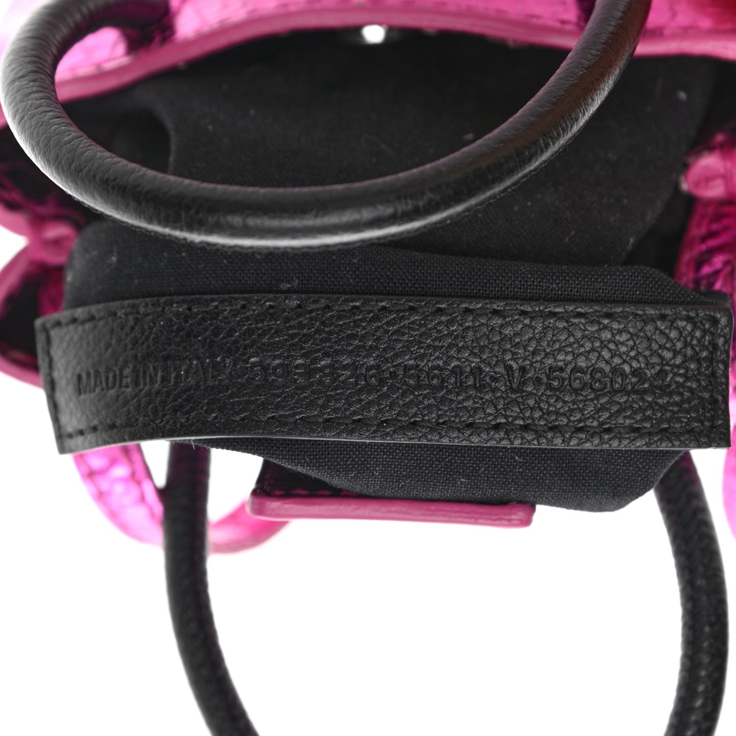 Balenciaga Metallic Calfskin Logo Shopping Phone Holder Bag Acid Fuchsia 7 of 13