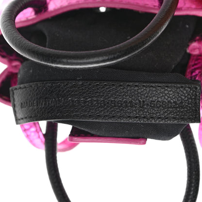 Balenciaga Metallic Calfskin Logo Shopping Phone Holder Bag Acid Fuchsia 7 of 13