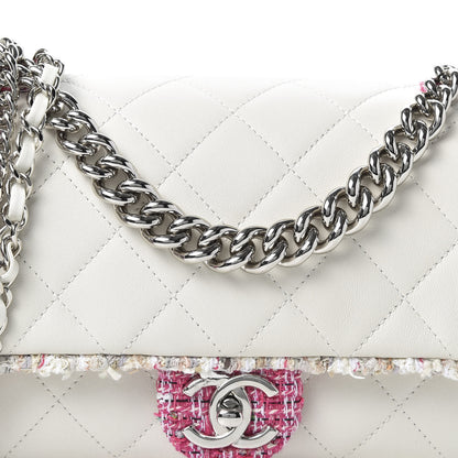 Chanel Lambskin Tweed Quilted Elegant Trim Flap White 9 of 9