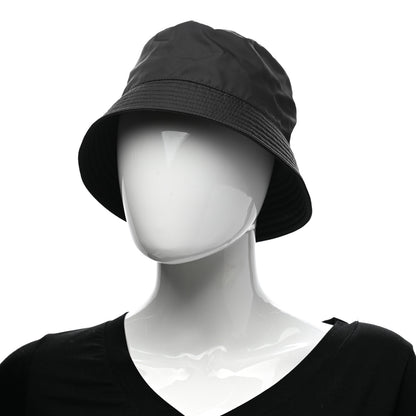 Prada Re-Nylon Metal Triangle Logo Womens Bucket Hat M Black 2 of 8