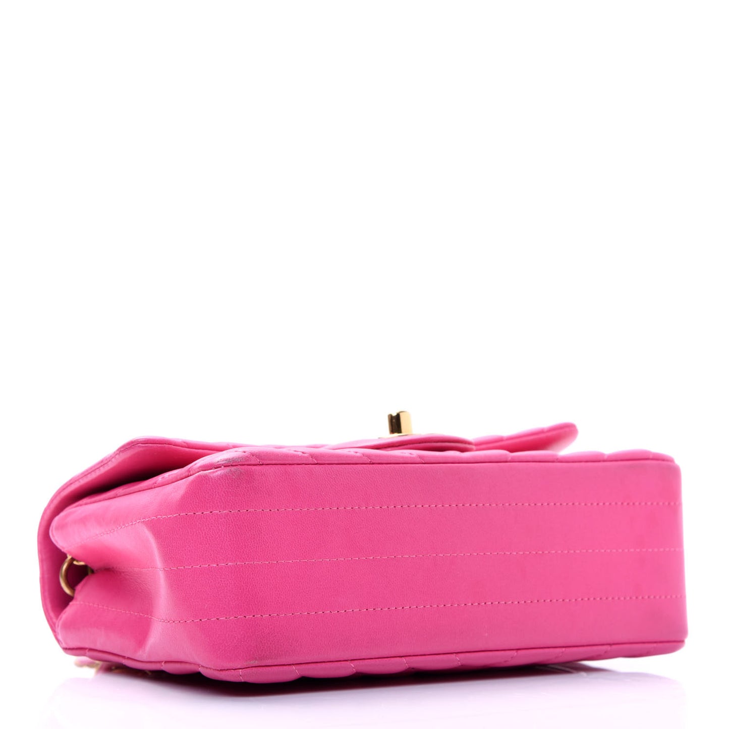 Lambskin Chevron Quilted Mini Rectangular Flap Fuchsia
